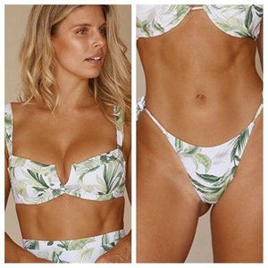 NWT Monday Swimwear SET Clovelly Top & Palma Bottom PALM Bikini Swimsuit S/M